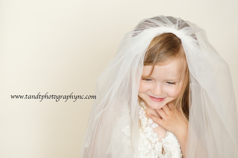Daughter in wedding dress photography