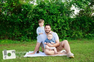 Daddy and sons during family photography session in Raleigh NC